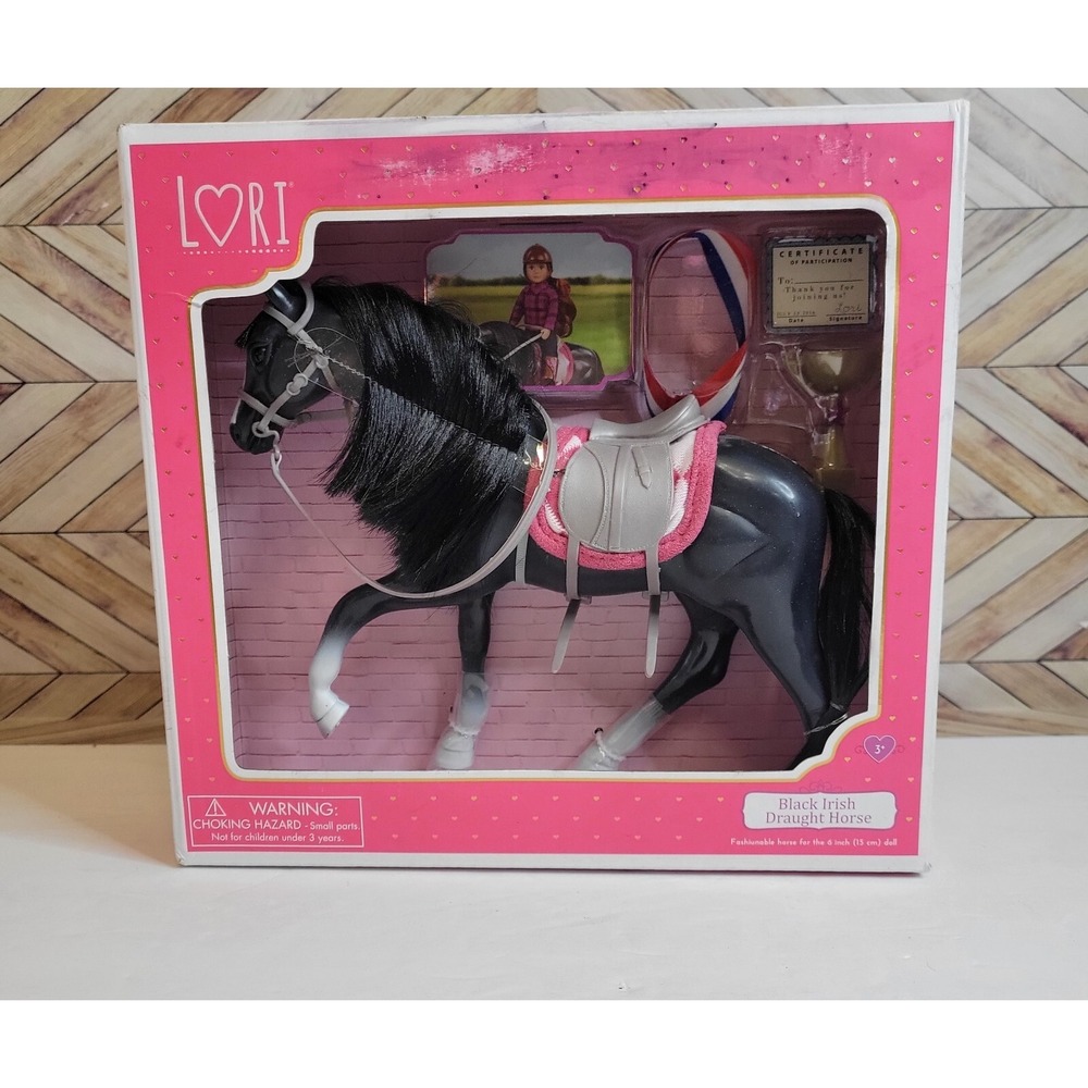Lori Dolls Toy Horse Black Irish Draught Fashionable 6" Mini Doll Play Set New